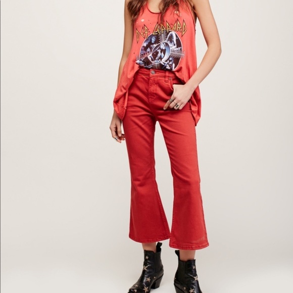 Anthropologie Denim - Free People Chloe cropped flare jeans in red 27